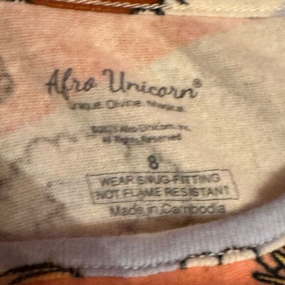 Girls Afro‎ Unicorn Pajama Shirt Size 8 - Picture 4 of 4